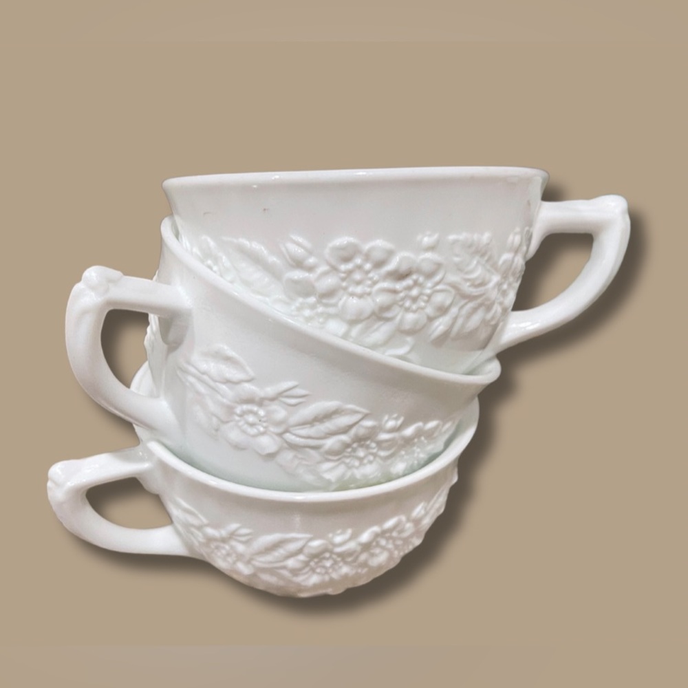 Orange Blossom Vintage Tea Cups Set of 3